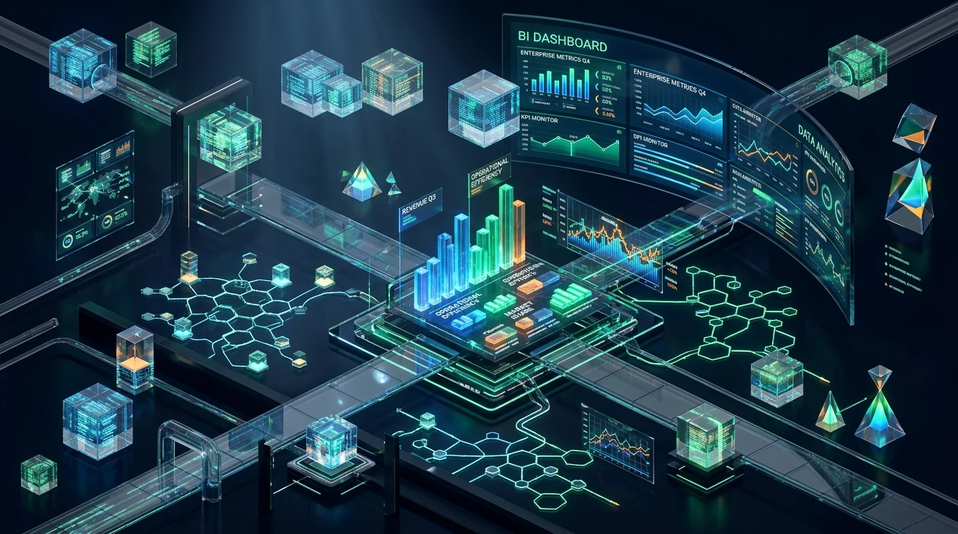 AI-Powered Data Analytics 3D Dashboard Visual